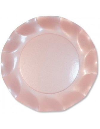 10 grandes assiettes "pétales"rose nacré 27 cms