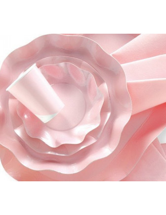 10 grandes assiettes "pétales"rose nacré 27 cms