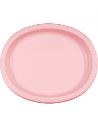 8 grandes assiettes ovales en carton rose pastel 30cms X25cms