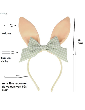 serre-tete-oreilles-de-lapin-vichy-vert-meri-meri-accessoire-paques