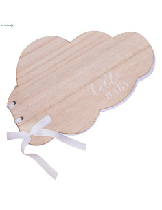 livre-d-or-nuage-en-bois-hello-baby 2