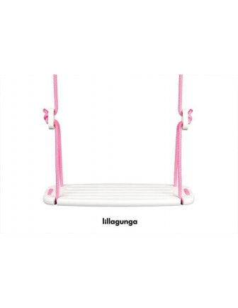 Balançoire Grand modèle plateau bois blanc et corde rose clair
