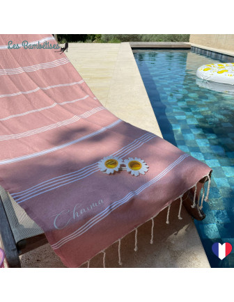 fouta-plage-personnalisee-vieux-rose
