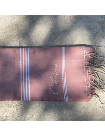 fouta-de-plage-personnalisee-vieux-rose-cadeau-maman