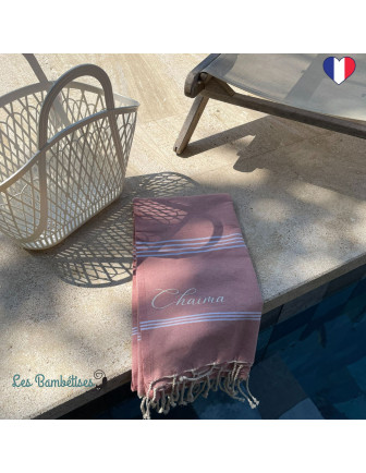 fouta-de-plage-personnalisee-vieux-rose-cadeau-anniversaire