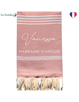 fouta-de-plage-personnalisee-vieux-rose-cadeau-marraine