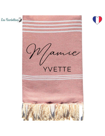 fouta-de-plage-personnalisee-vieux-rose-cadeau-mamie