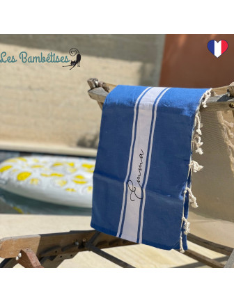 fouta-de-plage-personnalisee-bleu-serviette-de-plage-femme