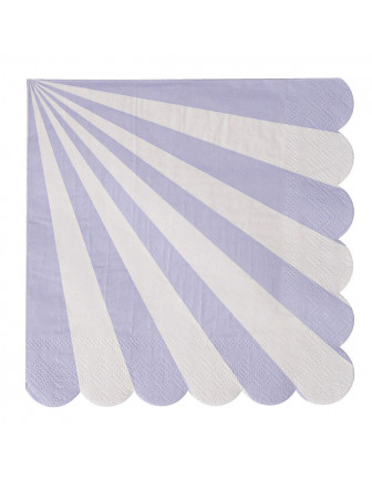 20 grandes serviettes rayures lavande et blanc Meri Meri
