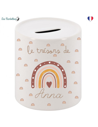 Tirelire Personnalisée Arc en Ciel Boho
