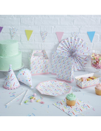 8 Assiettes Blanches Motifs Plumetis Pastels