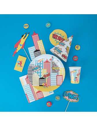 8 Assiettes Super Héros in the City