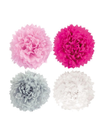 4-pompons-blancs-roses-gris-en-papier-de-soie