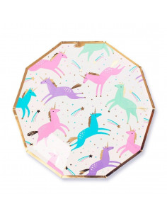 8 assiettes licornes pastels