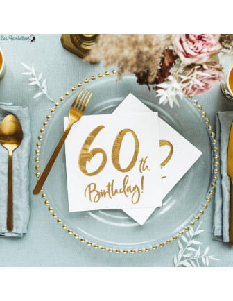 20-serviettes-blanches-60-ans-dore-deco-anniversaire-60-ans