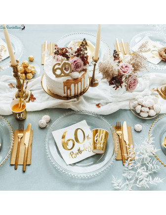 20-serviettes-blanches-60-ans-dore-deco-table-60-ans