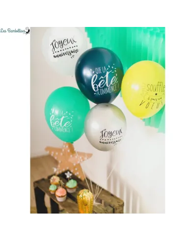 5-ballons-anniversaire-vert-jauneblanc-argent-noir