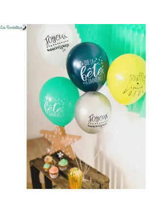 5-ballons-anniversaire-vert-jauneblanc-argent-noir