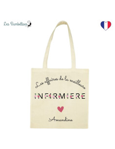 tote-bag-personnalise-infirmiere-lettres-fleuries-Cadeau-infirmière-pas-cher 2