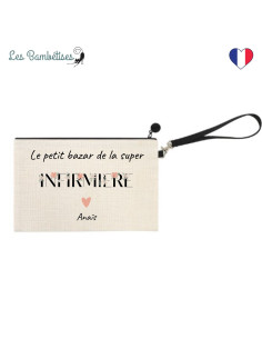 pochette-personnalisee-infirmiere-fleurs-boho-Idée cadeau-infirmière-libérale 2