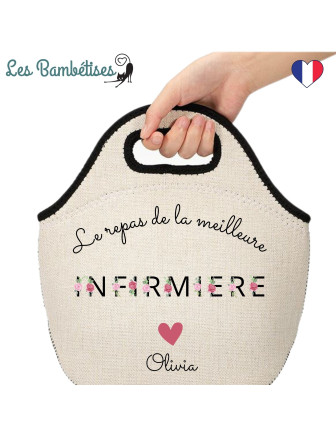 sac-isotherme-repas-personnalise-infirmiere-lettres-fleuries-Cadeau-infirmière-personnalisé