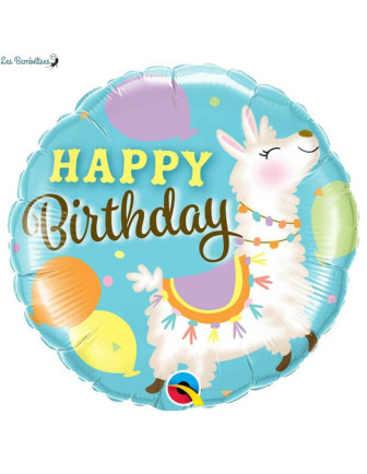 Ballon Lama Happy Birthday en Alu 46 Cm