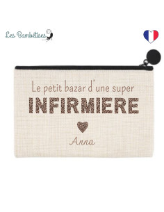 pochette-personnalisee-infirmiere-leopard-cadeau-infirmiere-personnalise