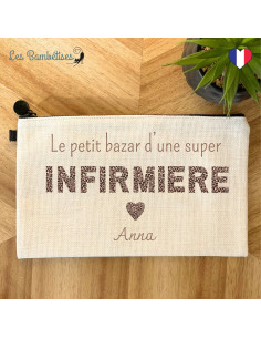 pochette-personnalisee-infirmiere-leopard-cadeau-infirmiere-personnalise 2
