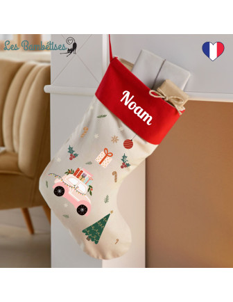 chaussette-de-noel-personnalisee-voiture-Chaussette-de-Noël-personnalisé-prénom
