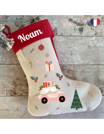 chaussette-de-noel-personnalisee-voiture-Botte-de -Noël-personnalisée-fabrication -française