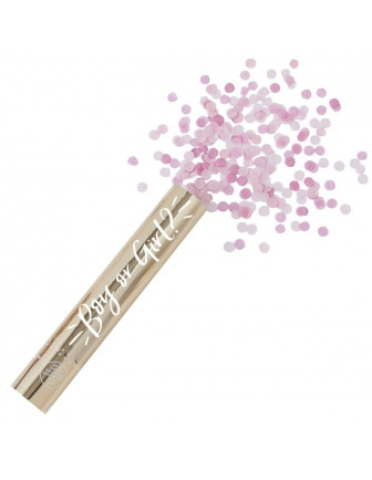 Canon à confettis roses annonce surprise fille