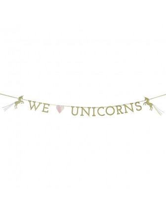 Guirlande "We love unicorns" dorée