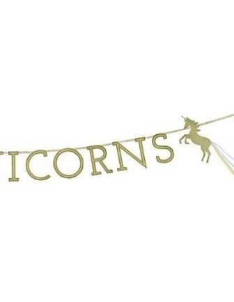 Guirlande "We love unicorns" dorée