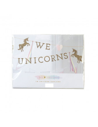 Guirlande "We love unicorns" dorée