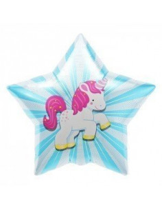 Ballon métallique étoile avec licorne