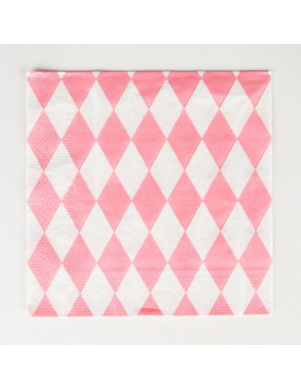 20 serviettes en papier motif losanges rose pastel my little day