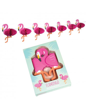 Guirlande Flamant Rose avec Boules Alvéolées