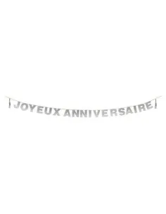 Guirlande paillettes argent écriture droite"Joyeux anniversaire"