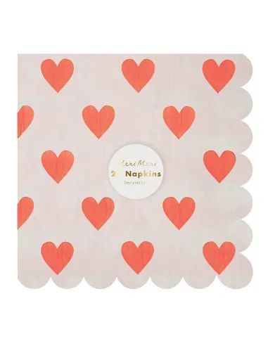  20 Serviettes en papier Coeurs Meri Meri