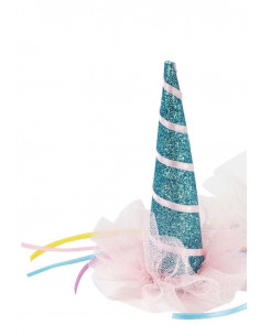 Barrette chapeau licorne bleu pailleté