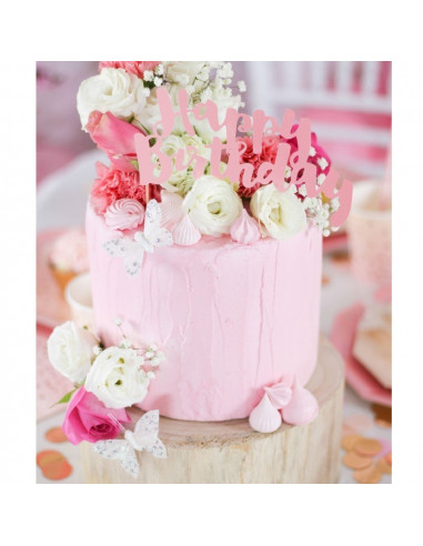 Decoration Gateau Happy Birthday Rose Les Bambetises