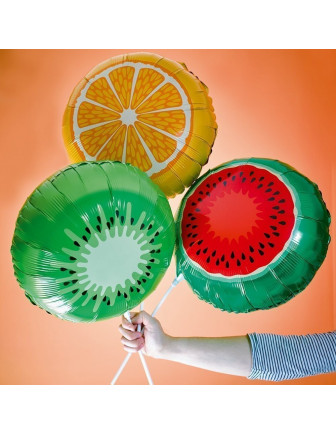 3 ballons métalliques fruits exotiques