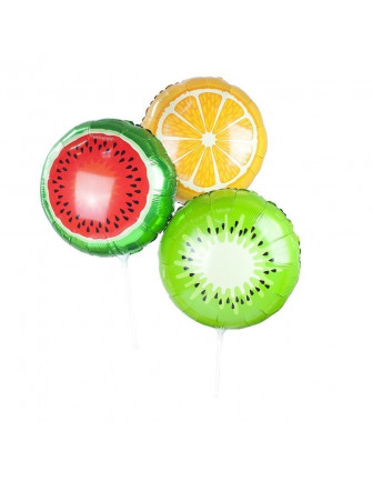  3 ballons métalliques fruits exotiques