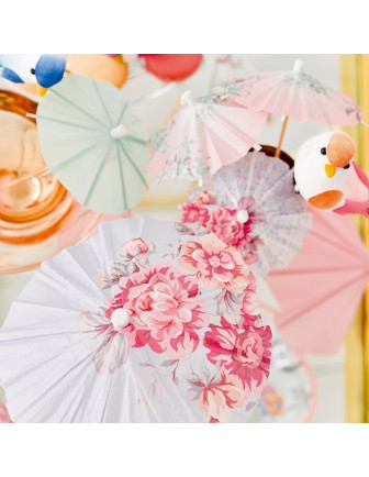  24 parasols pastels en papiers pour décoration cocktails glaces