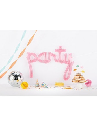 Ballon plastique transparent rose  mot « Party"