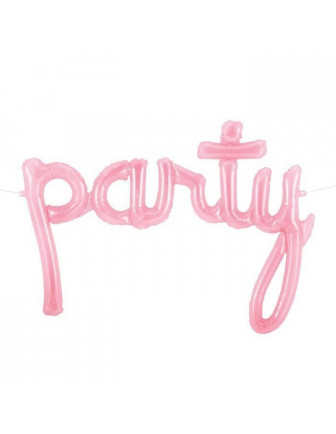  Ballon plastique transparent rose  mot "Party"