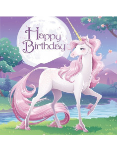 16 Serviettes en papier thème licorne