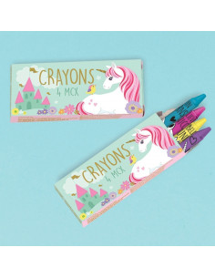 12 petites boites licornes avec 4 crayons de couleur