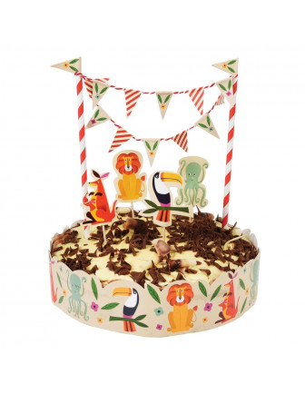 Décoration gateau et piques animaux colorés