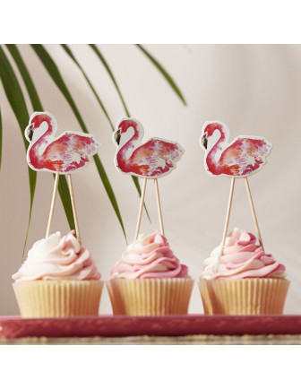 8 piques flamant rose pour decoration fête